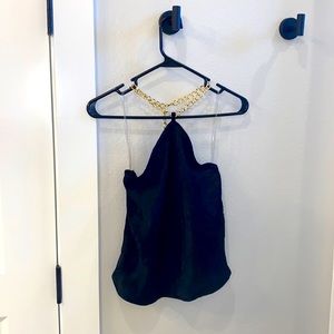 New Gold Chair Crop Tank Top Shirt Size Small Brand “free kisses” Black NWOT